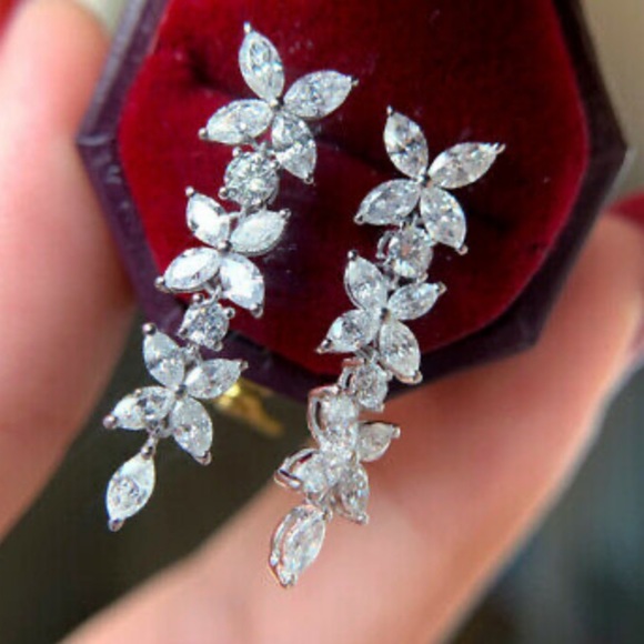 New Sterling silver diamond earrings - Picture 3 of 6